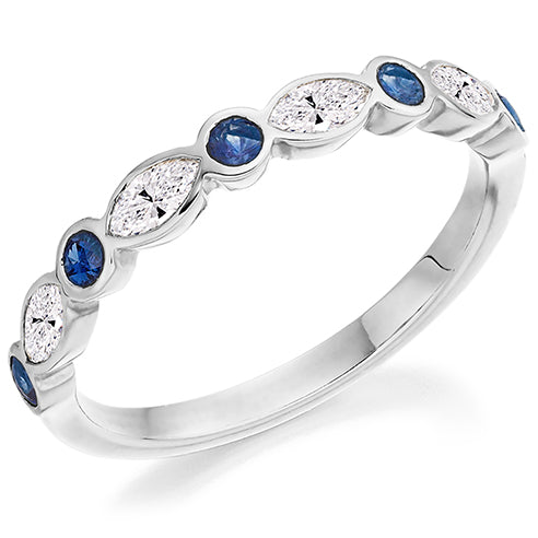 9ct White Gold Sapphire & Diamond Eternity Ring (Het1406bsad)