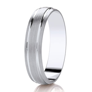 9ct White Gold 5mm Brushed Finish Wedding Ring (Dc142b)