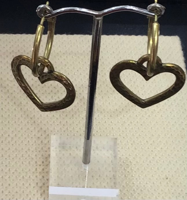 Danon Pewter Gold Plated Heart Hoop Earrings