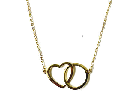 Silver Gold Plated Heart & Circle Necklace (Npyg89)