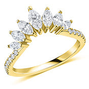 9ct Yellow Gold Marquis & Brilliant Cut Diamond Shaped Wedding Ring (Het10016920)
