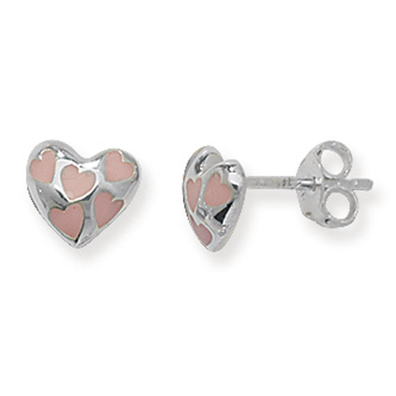 Silver Heart Stud Earrings (Se445c)