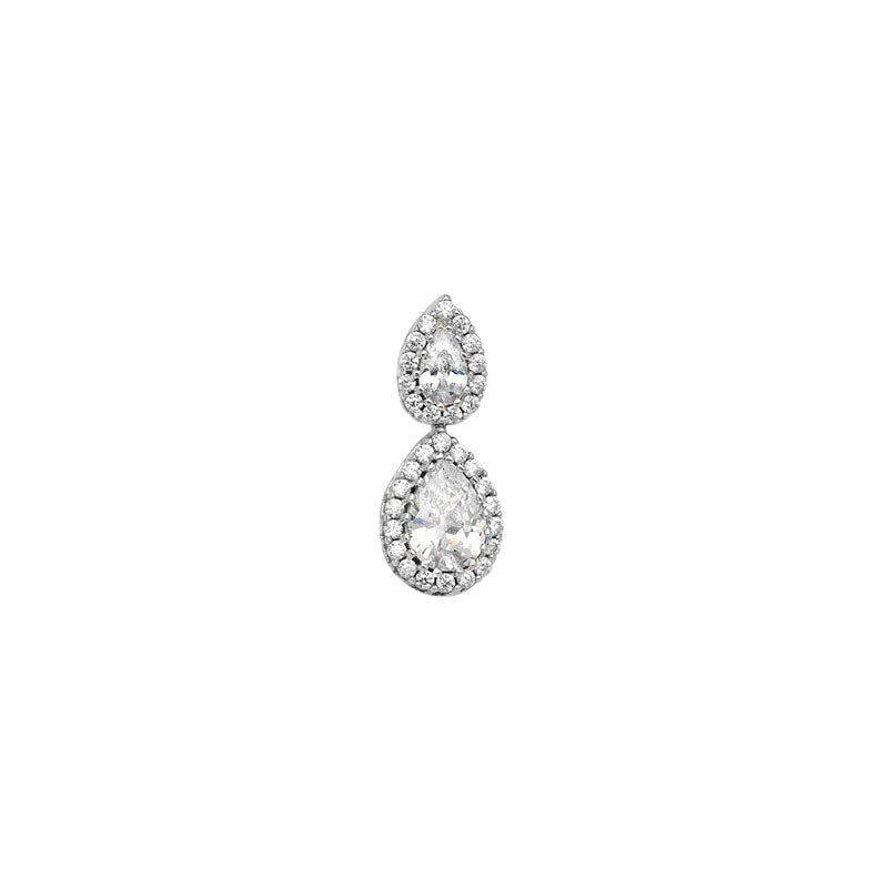 Silver Cubic Zirconia Pear Drop Pendant (Sp188a)