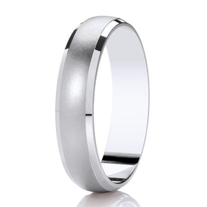 9ct White Gold 6mm Matte & Polished Wedding Ring (DC122bc)