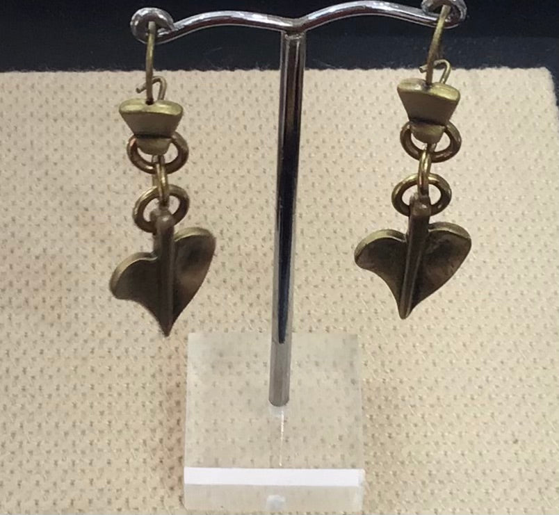 Danon Pewter Gold Plated Heart Drop Earrings