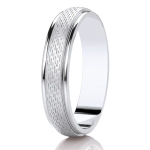 9ct White Gold Matte & Polished 5mm Wedding Ring (DC151)