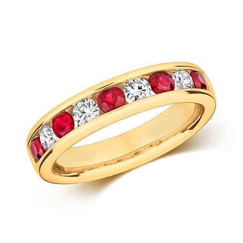 9ct Yellow Gold Ruby & Diamond Eternity Ring (R1298)
