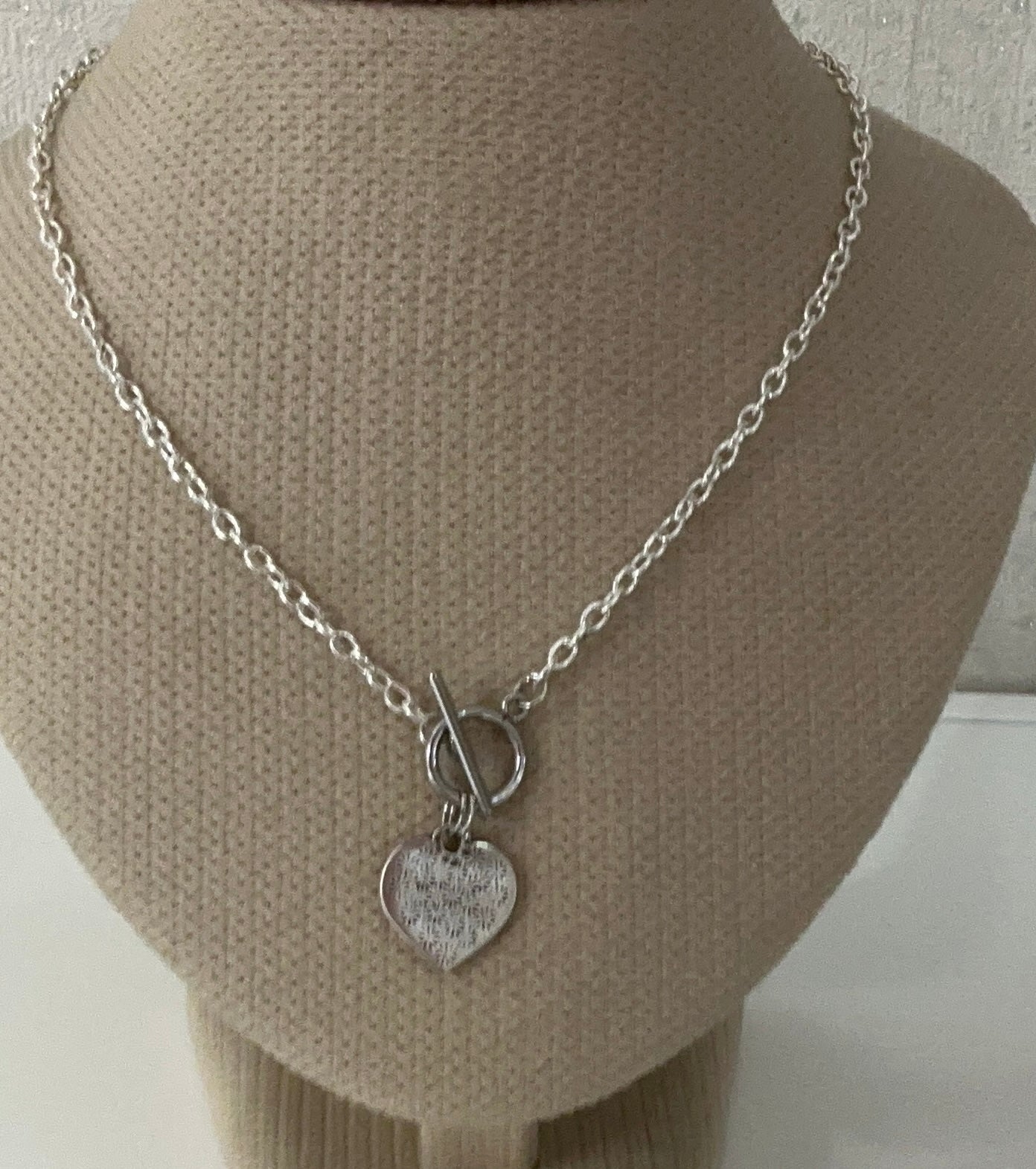 Danon Engraved Heart T-bar Necklace