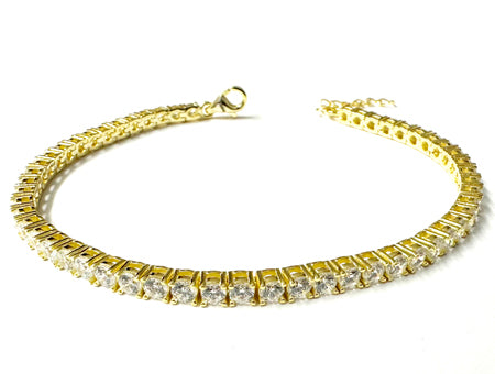 Silver Gold Plated Cubic Zirconia Tennis Bracelet (Brczyg121)