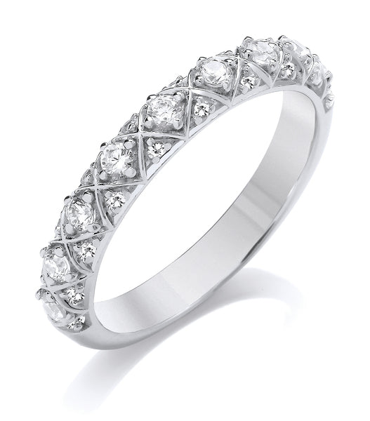 9ct White Gold Diamond Vintage Wedding Ring (Vnt-320-050-035)