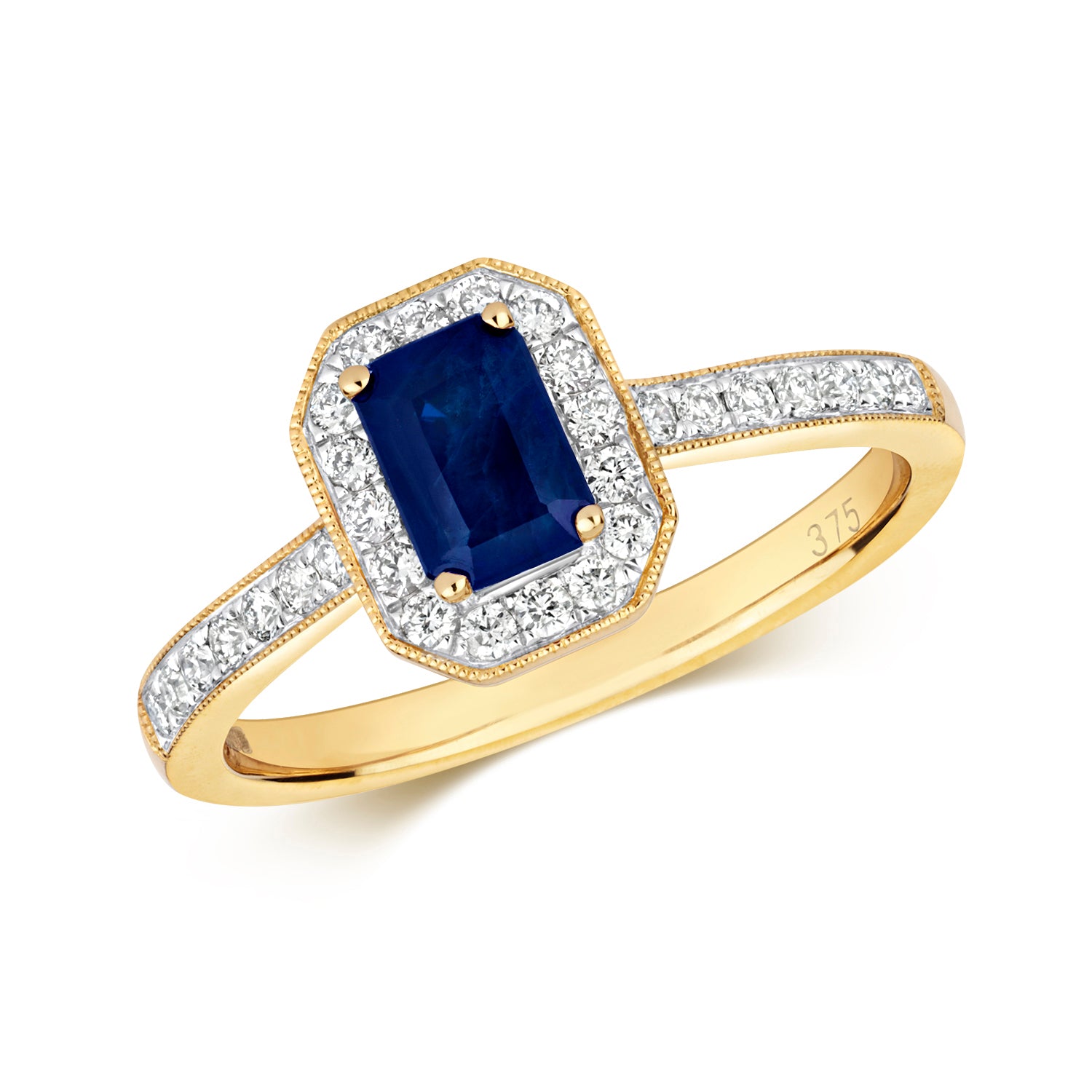 Sapphire & Diamond Octagon Shape Ring (Rd415ws)