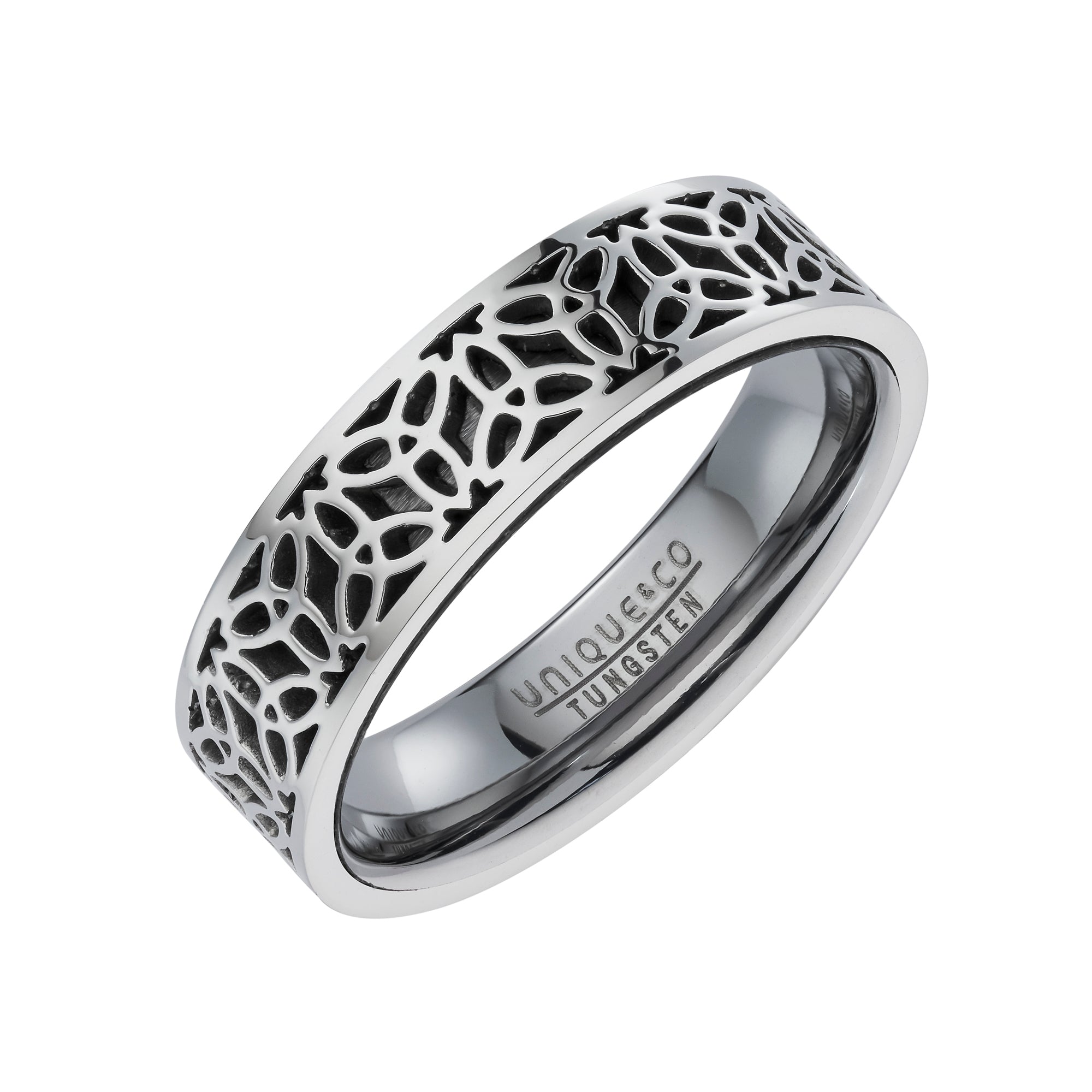 Tungsten 6mm Black Ip Plating Celtic Inlay Gents Wedding Ring (Tur 201)