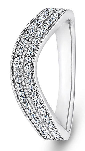 9ct White Gold Diamond Shaped Wedding Ring (Drs-400-050-025)