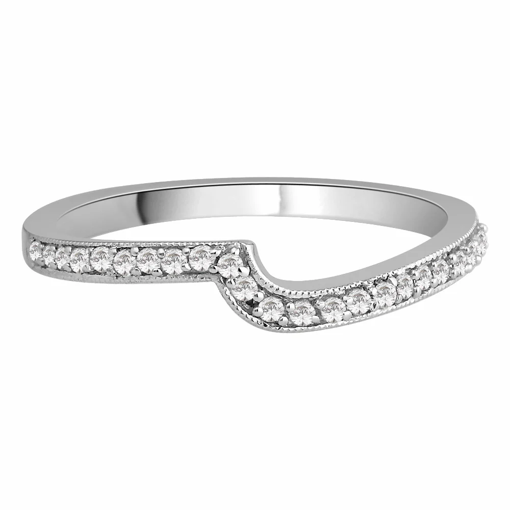 9ct Brilliant Cut Millgrain Shaped Wedding Ring (B0005)