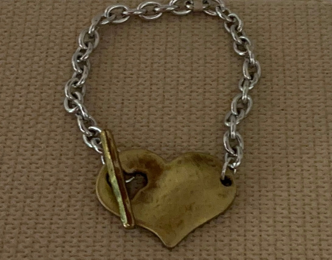 Danon Two Colour Heart T-bar Bracelet