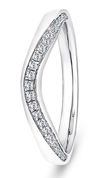 9ct White Gold Diamond Shaped Wedding Ring (Wav-300-050-016)