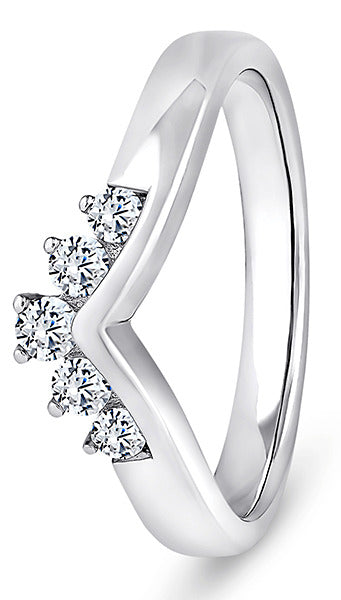 9ct White Gold Diamond Shaped Wedding Ring (Wsb-300-020-025)