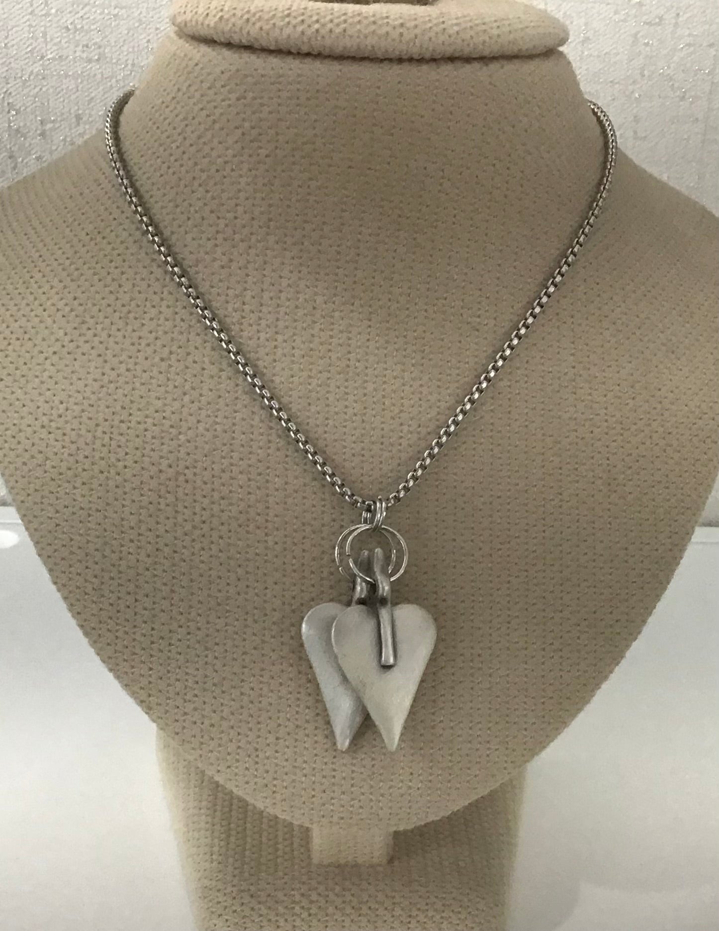 Danon Double Heart Foxtail Necklace