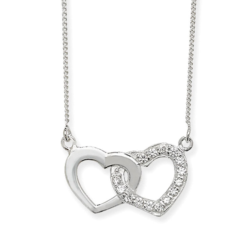 Silver Double Heart Necklace (Sn122a)