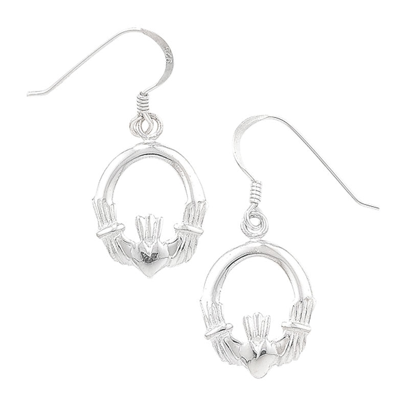 Silver Claddagh Drop Earrings (Se266b)