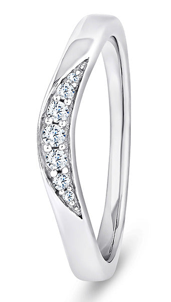 9ct White Gold Diamond Shaped Wedding Ring (Wav-240-020-012)