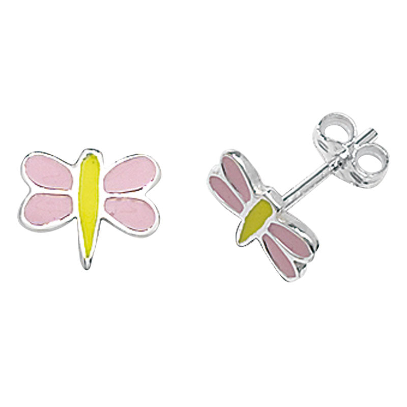 Silver Dragonfly Stud Earrings (Se519a)