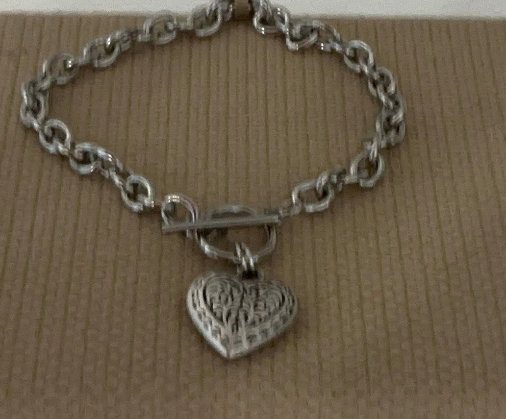 Danon Engraved Heart T-bar Bracelet