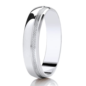 9ct White Gold Millgrain Edge 6mm Wedding Ring (DC146)