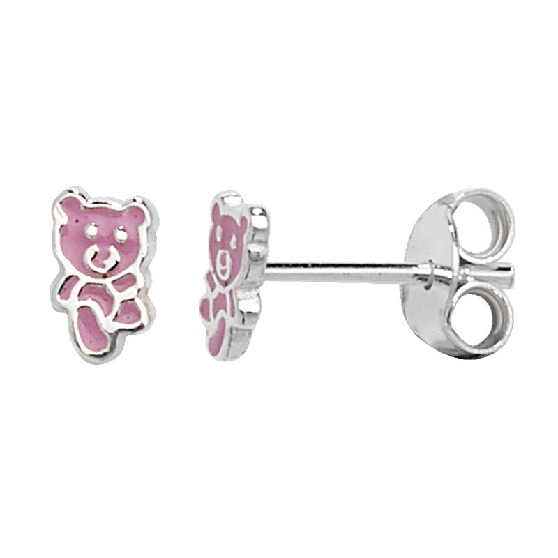 Silver Teddy Bear Studs (Se774a)