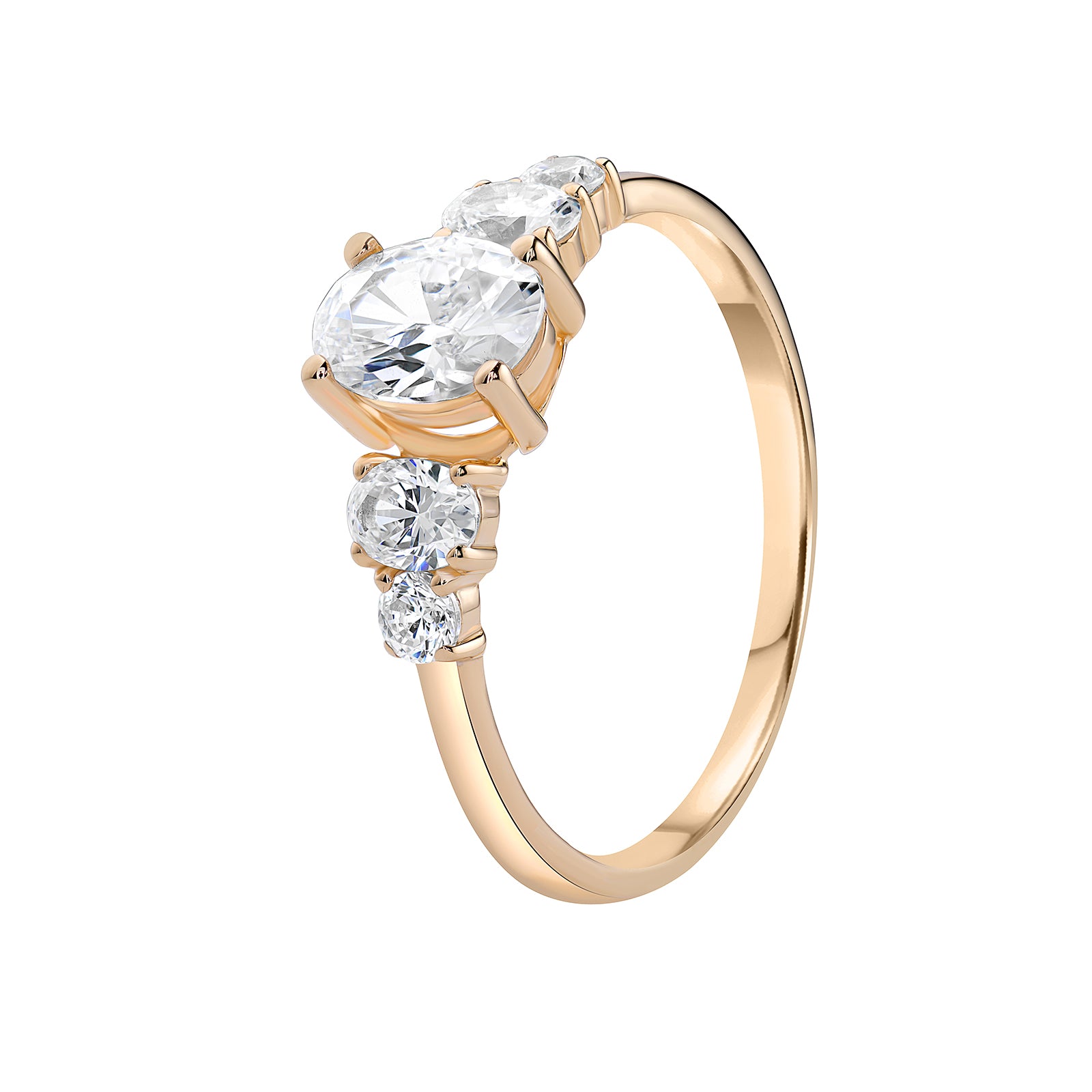 Silver Gold Plated Oval Cubic Zirconia Ring (Sr215d)
