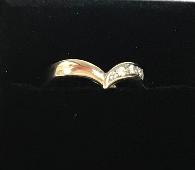 9ct Yellow Gold Diamond Wishbone Wedding Ring (Wf123d)
