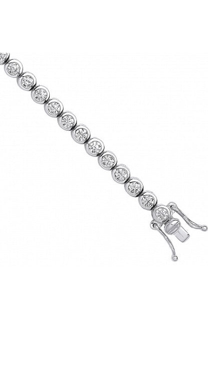 Silver Rubover Tennis Bracelet (Sbr0398)