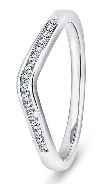9ct White Gold Diamond Shaped Wedding Ring (Wav-190-030-010)