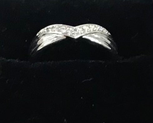 9ct White Gold Diamond Wishbone Wedding Ring (R11417a)