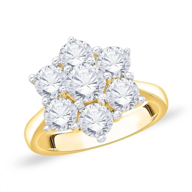 2ct Brilliant Cut 7 Stone Diamond Cluster Ring