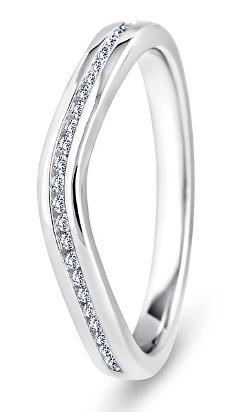 9ct White Gold Diamond Shaped Wedding Ring (Wav-250-050-015)