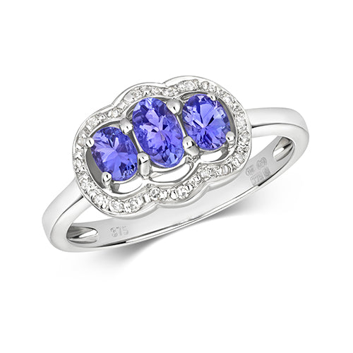 9ct White Gold Tanzanite & Diamond Ring (Rd266wt)