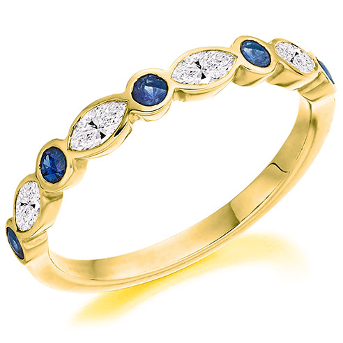 9ct White Gold Sapphire & Diamond Eternity Ring (Het1406bsad)
