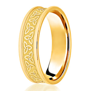 9ct Concave Celtic Flat Court Wedding Ring (L101)