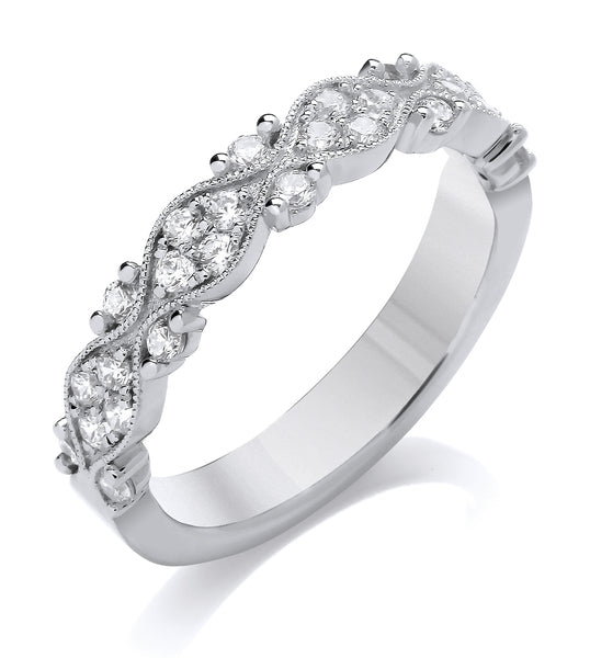 9ct White Gold Diamond Vintage Wedding Ring (Vnt-395-050-050)