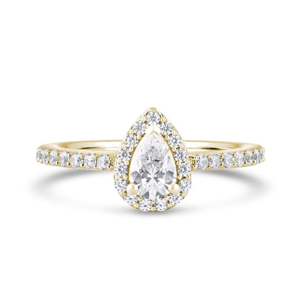 1.67ct Pear Shape Halo Set Lab Grown Certified Diamond Ring (Dhw01)