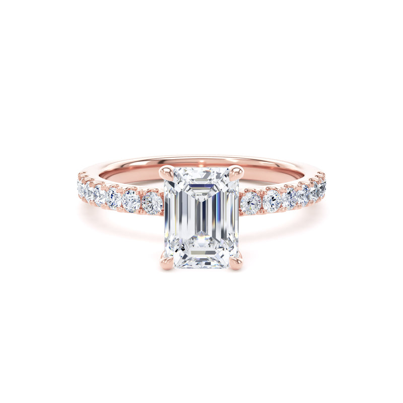 1.35ct Halo Set Emerald Lab Grown Diamond Solitaire Ring. (Esp01)