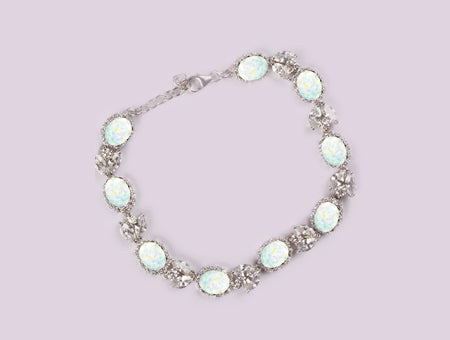 Silver Opal & Cubic Zirconia Bracelet (8022)