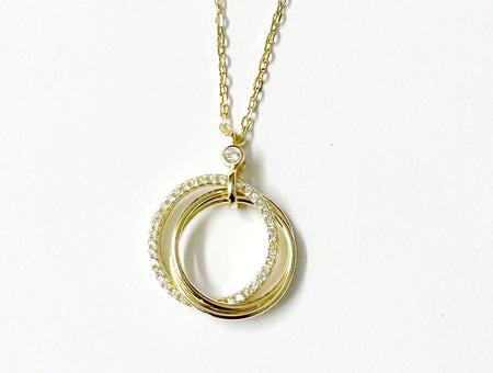 Silver Gold Plated Cubic Zirconia Pendant & Chain (0224)