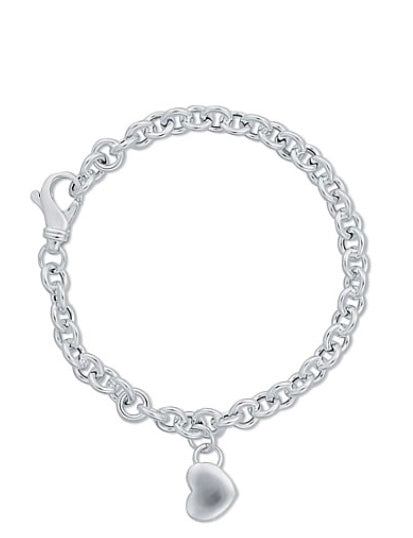 Silver Belcher Heart Bracelet (Sbr0026)