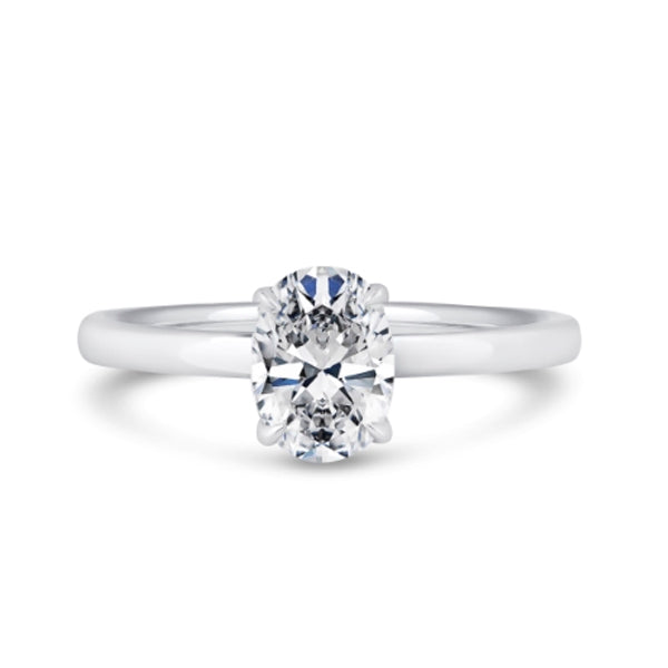 1ct Halo Set Oval Lab Grown Diamond Solitaire Ring. (Opp03)