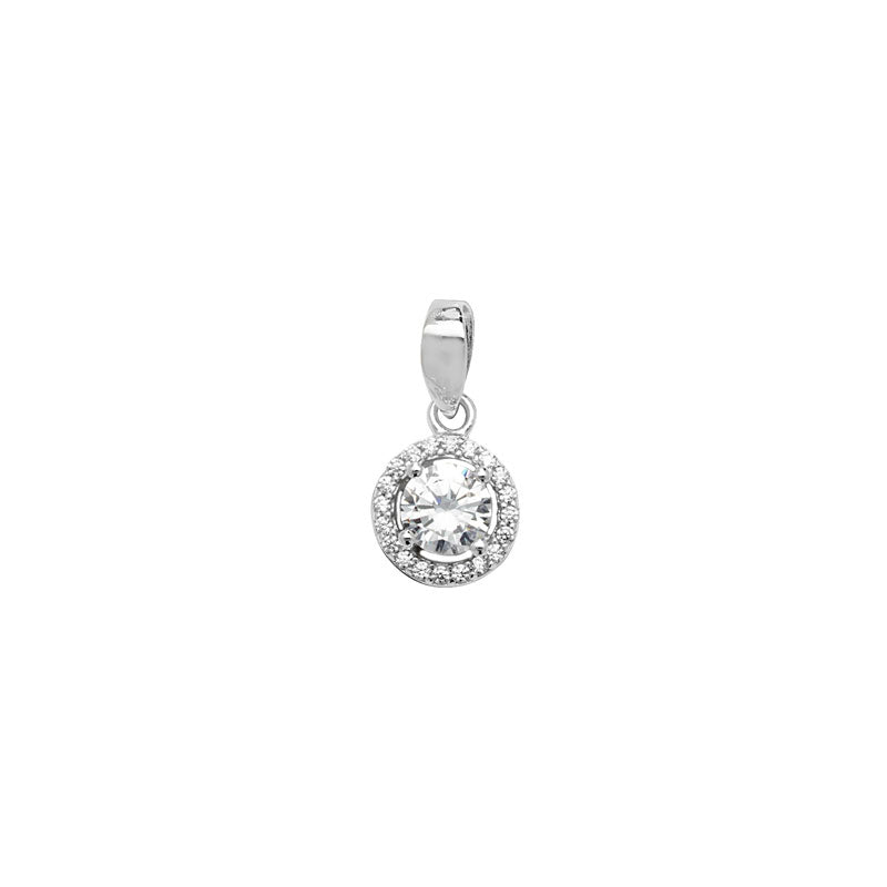 Silver Cubic Zirconia Circle Pendant (Sp182b)