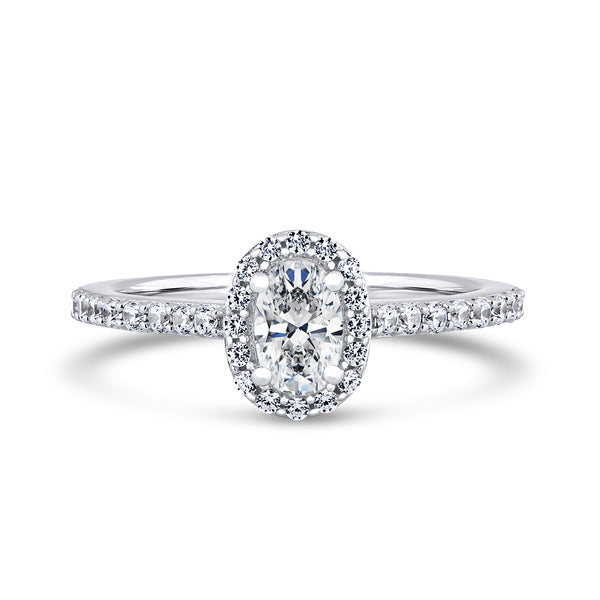 1.81ct Halo Set Oval Lab Grown Diamond Solitaire Ring (Ohwo1-pt)