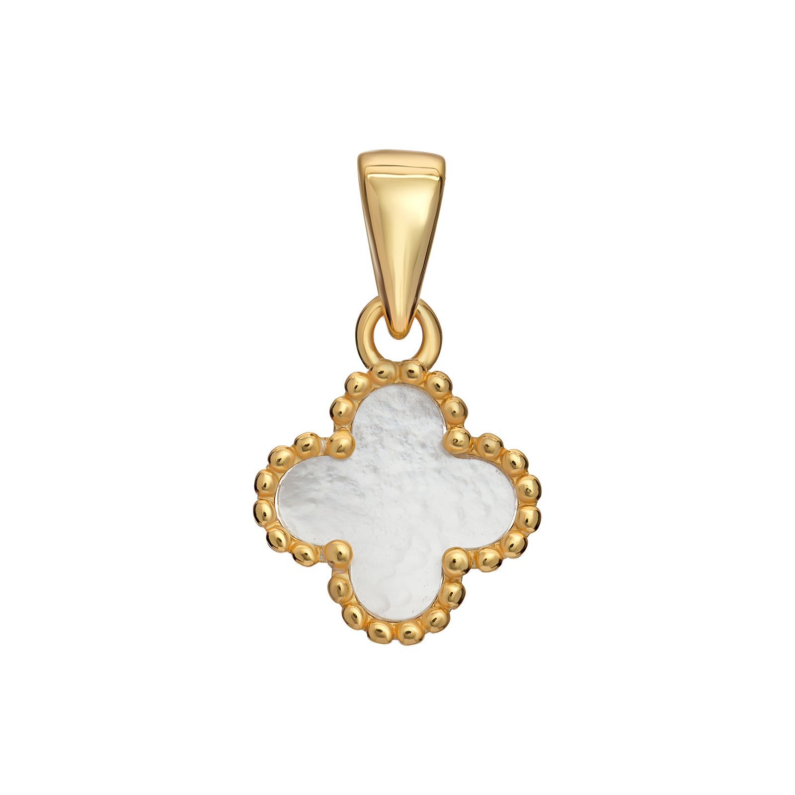 Silver Gold Plated Mother of Pearl Clover Pendant (Sp004e)