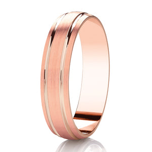 9ct White Gold 5mm Brushed Finish Wedding Ring (Dc142b)